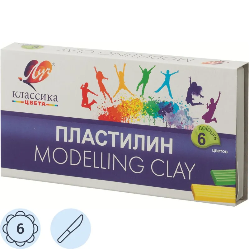 Пластилин 6цв,Классика,120гр,со стеком