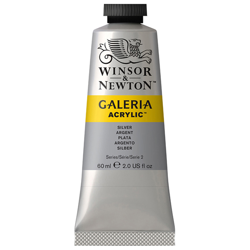 Краски акриловые Winsor&Newton "Galeria", 60 мл, туба, серебрянный металлик