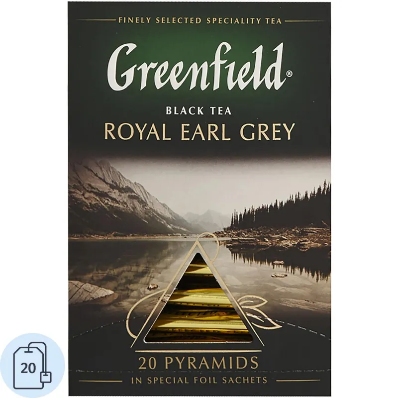 Чай Greenfield Royal Earl Grey черн фольг. пирамидки 20 пак/уп