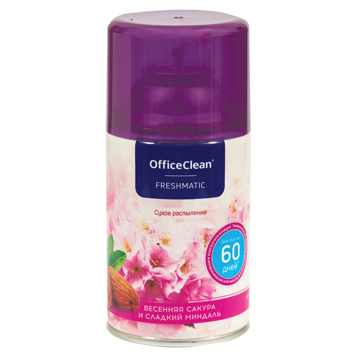 Сменный баллон для освеж. воздуха OfficeClean "Весенняя сакура и сладкий миндаль" сухое расп., 250мл