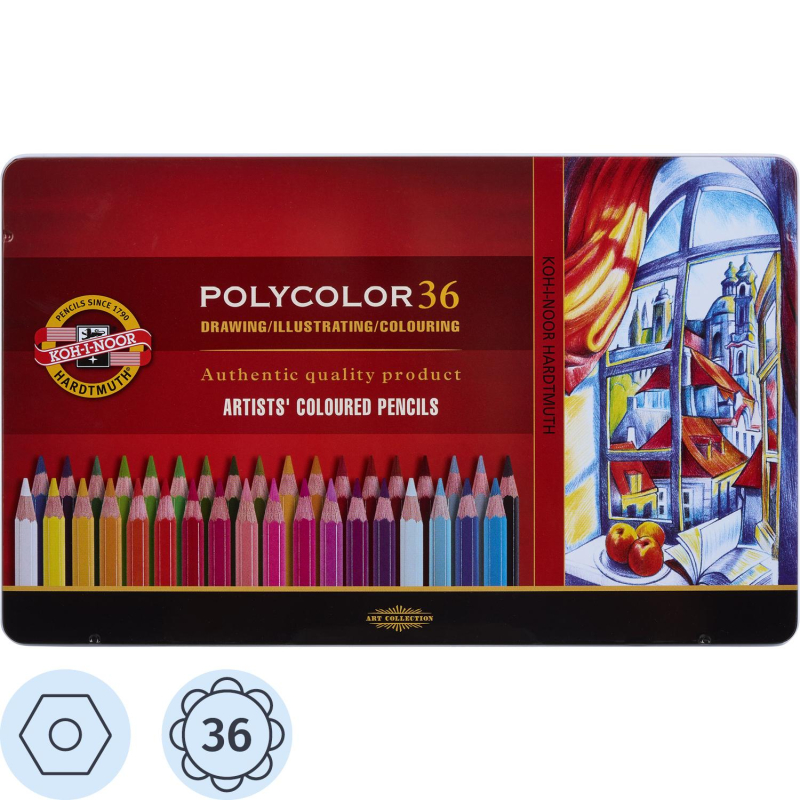 Карандаши цветные художеств. KOH-I-NOOR POLYCOLOR 36 цв/наб 3825036002PL