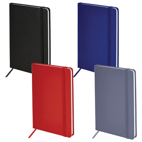 Блокнот А5 138x213 мм, BRAUBERG "Basic", под кожу, 80 л., клетка, ассорти, CLASSIC, 116231