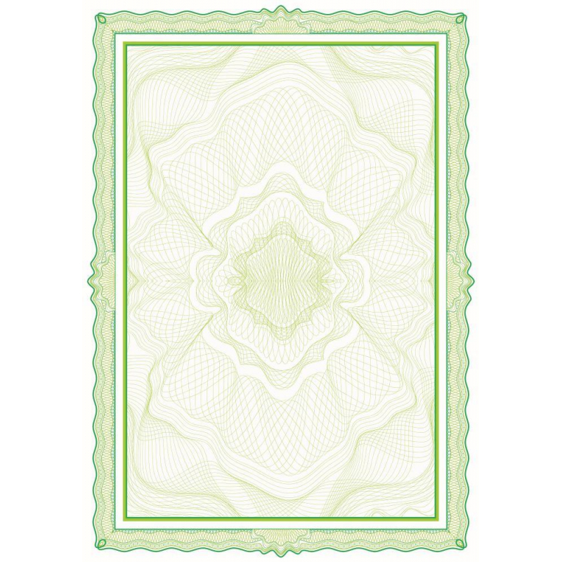 Сертификат-бумага А4  Attache зелен рамка с узором с водян знаками, 50шт/уп