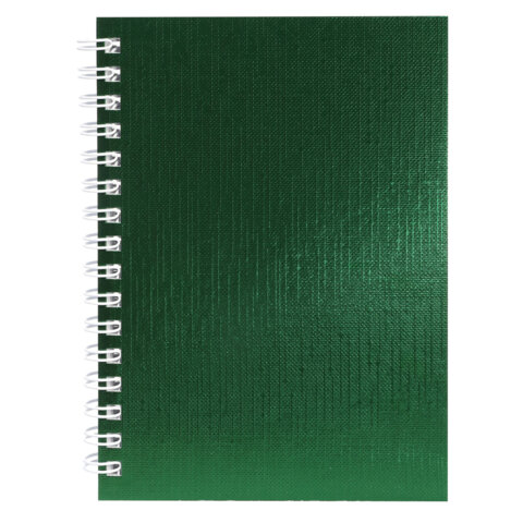 Блокнот МАЛЫЙ ФОРМАТ А6, 80 л., гребень, бумвинил "METALLIC", клетка, HATBER, зеленый, 086313, 80ЗК6бвВ1гр
