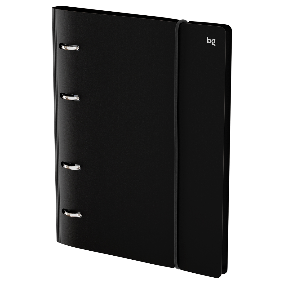 Тетрадь на кольцах А5, 120л., BG "Base", пластиковая обложка, черный, с резинкой