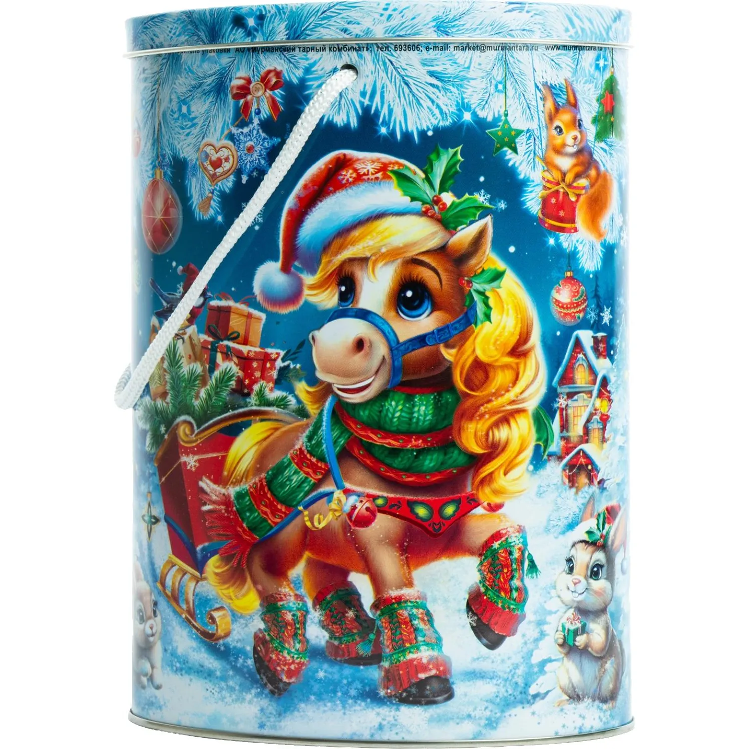 Новогодний сладкий подарок Новогодний курьер Жесть 1000 грамм, K057