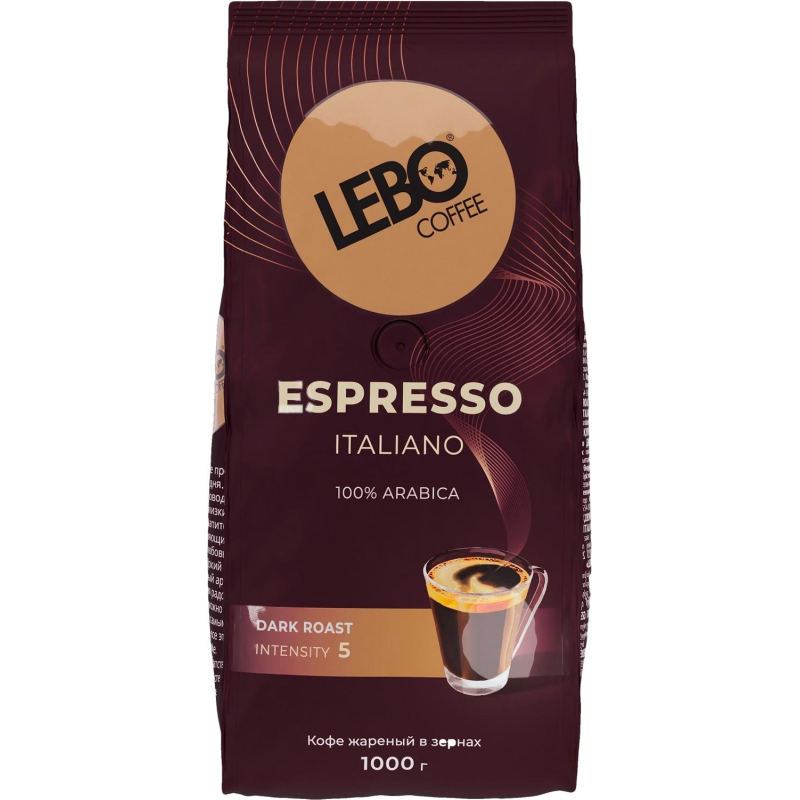 Кофе Lebo Espresso Italiano в зернах темн. обжар., 1кг