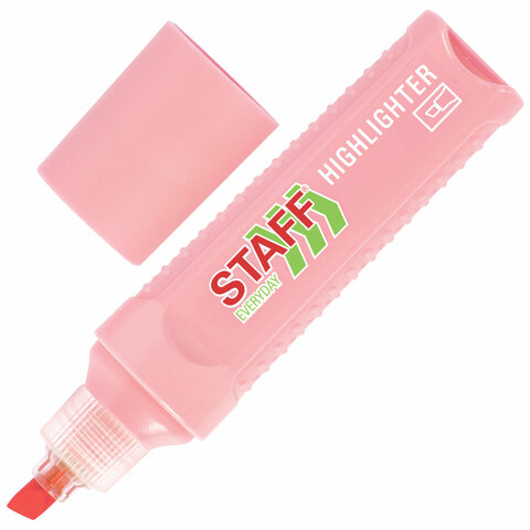 Текстовыделитель STAFF "EVERYDAY HL-707", ПАСТЕЛЬНЫЙ РОЗОВЫЙ, линия 1-5 мм, скошенный наконечник, 152545