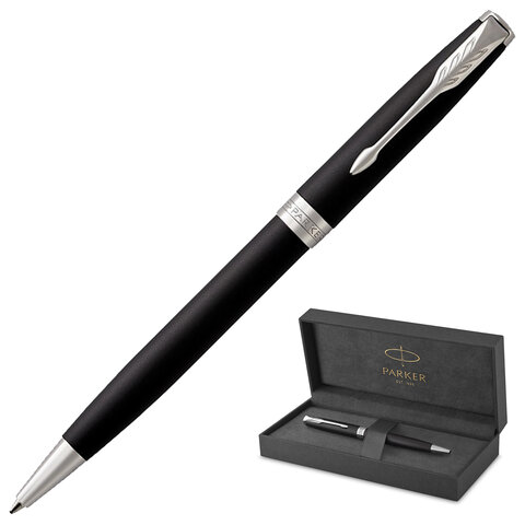 Ручка шариковая PARKER "Sonnet Core Matt Black CT", корпус черный матовый лак, палладиевые детали, ч