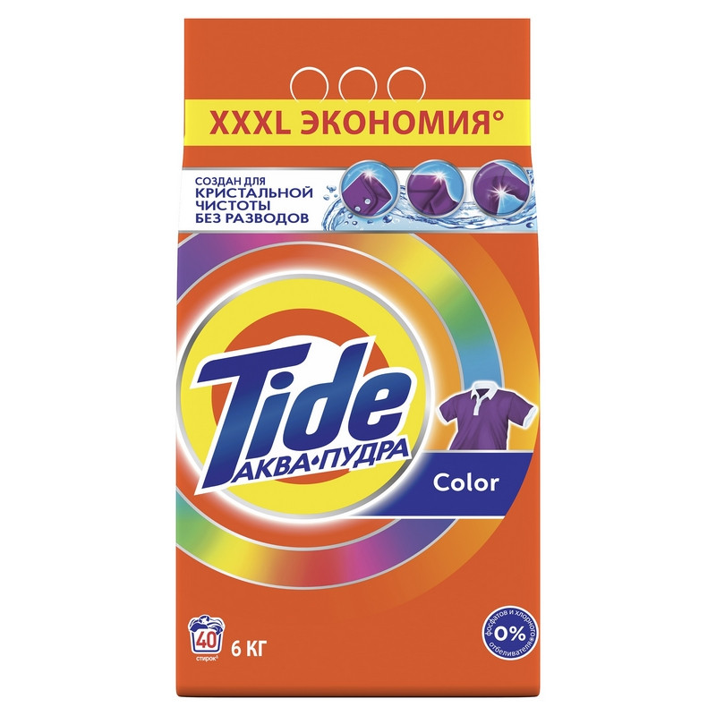 Порошок стиральный Tide Аква Пудра Color автомат 6кг д/цветного белья