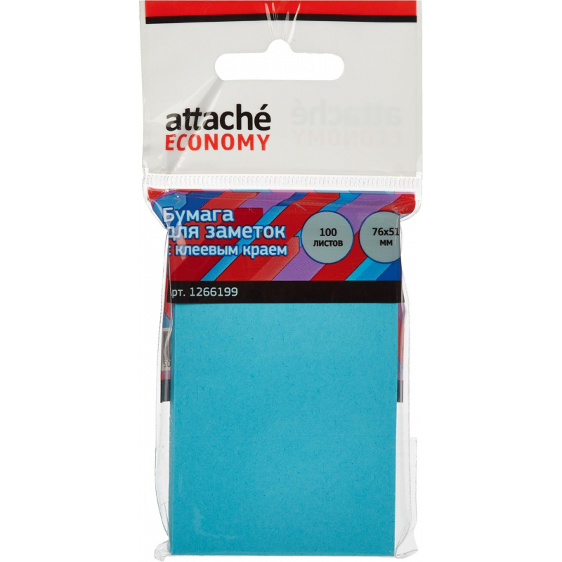 Стикеры Attache Economy с клеев.краем 76x51 мм, 100 лист неоновый синий