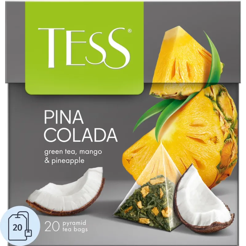 Чай зеленый в пирамидках Tess Pina Colada, 20х1,8гр