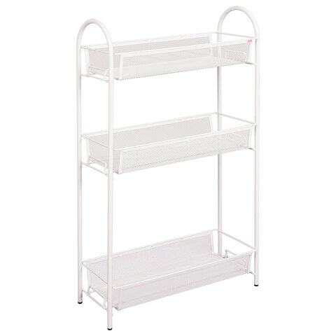 Этажерка "Ладья-13" офисно-бытовая 3 яруса, металл, белая, 43х17х75,5 см, Э 399 Б Этажерка "Ладья-13" офисно-бытовая 3 яруса, металл, белая, 43х17х75,5 см, Э 399 Б