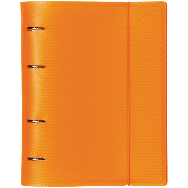 Тетрадь на кольцах А5, 120л., Hatber "Diamond Neon Оранжевая", пластиковая обложка, резинка