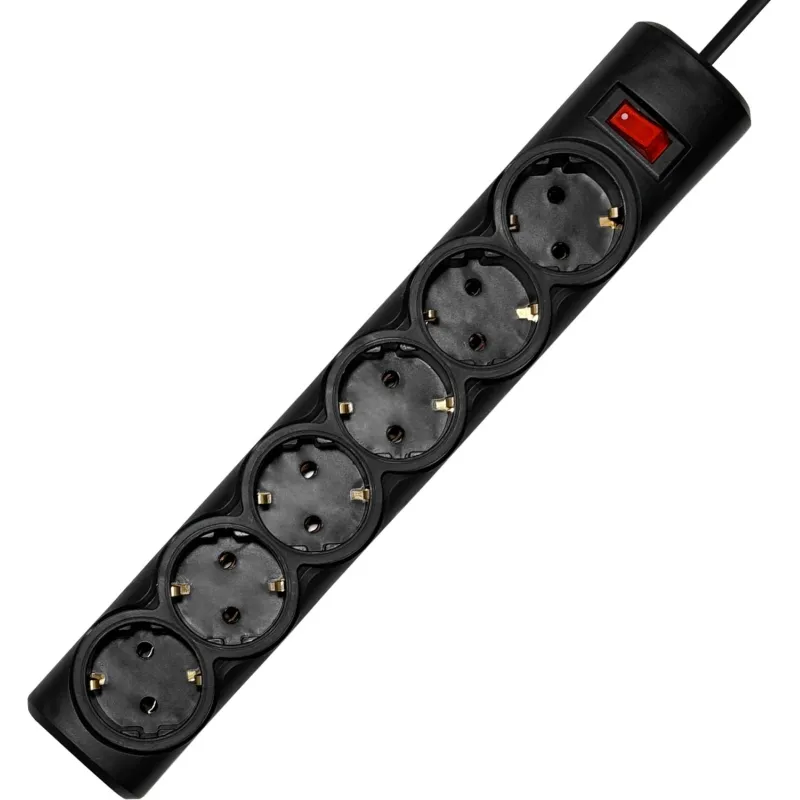 Сетевой фильтр PROGIX PG639 6р/10м/2,2кВт/10А заземеление,черный,ПВС 3х0.75