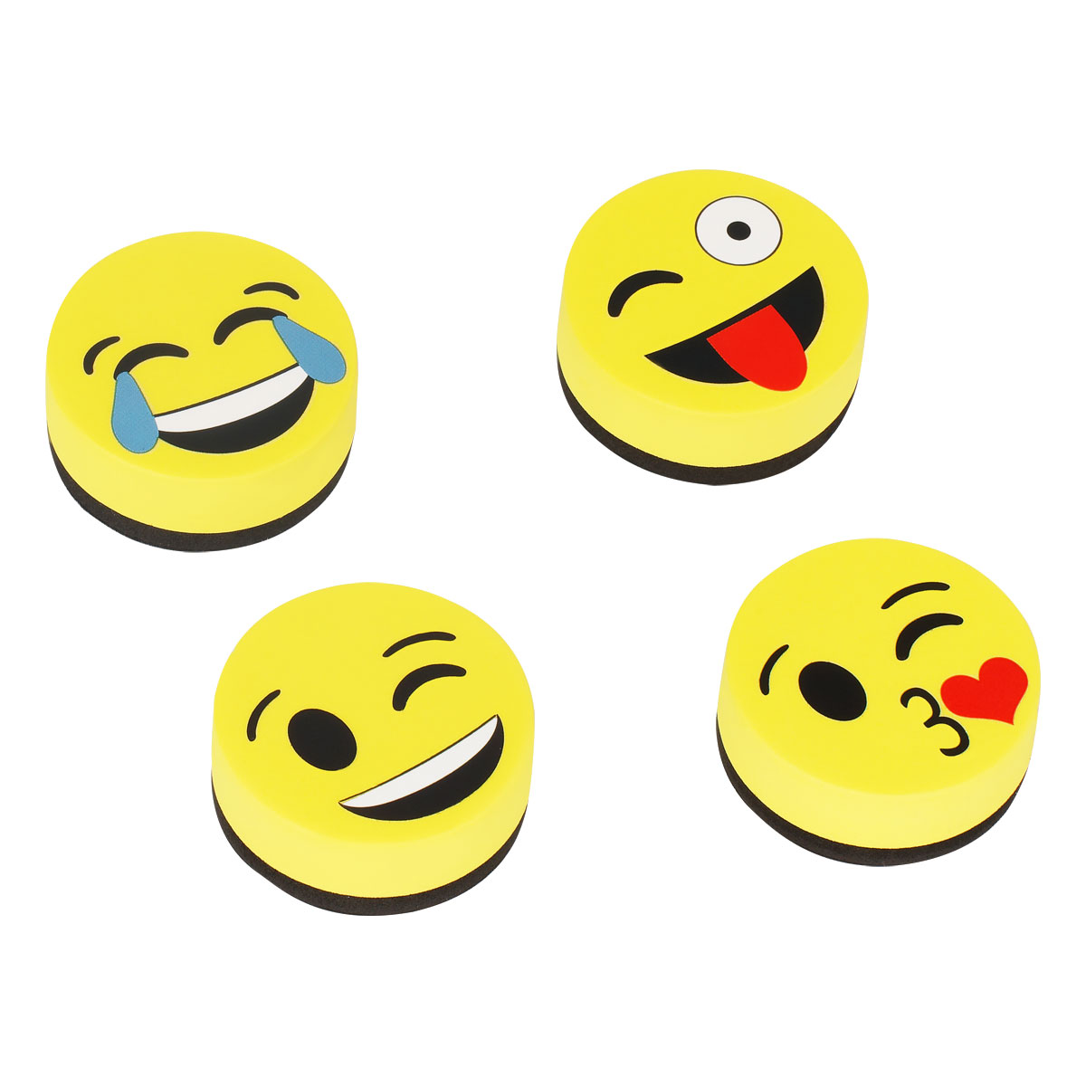 Губка-стиратель для досок OfficeSpace "Смайлик" 50мм, материал EVA, желтый, европодвес