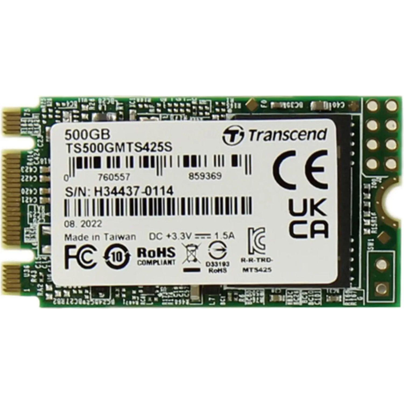 SSD накопитель Transcend (TS500GMTS425S) SATA III 500Gb 425S M.2 0.3 DWPD