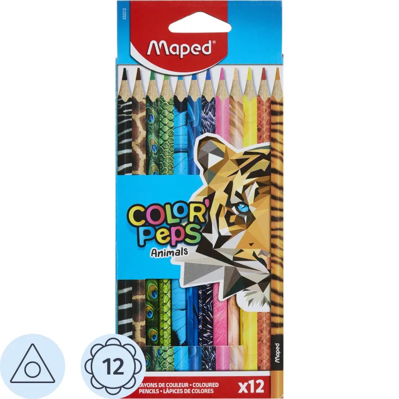 Карандаши цветные Maped Color'Peps Animals 12 цветов трехгранные (832212)