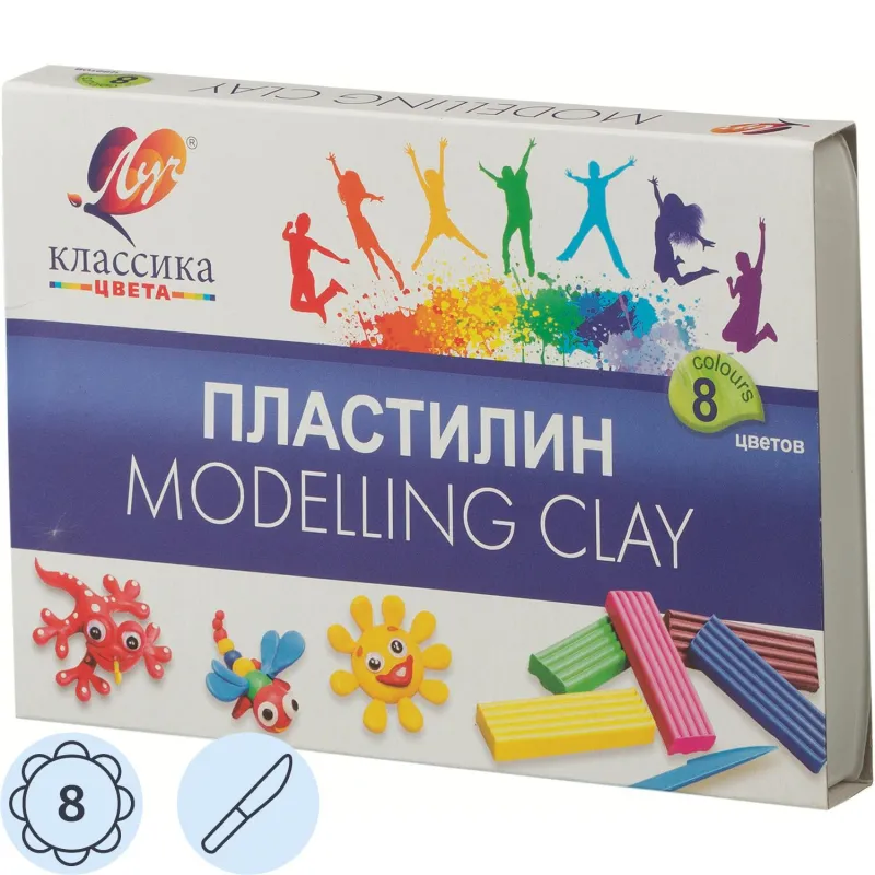 Пластилин 8цв,Классика,160гр,со стеком Пластилин 8цв,Классика,160гр,со стеком