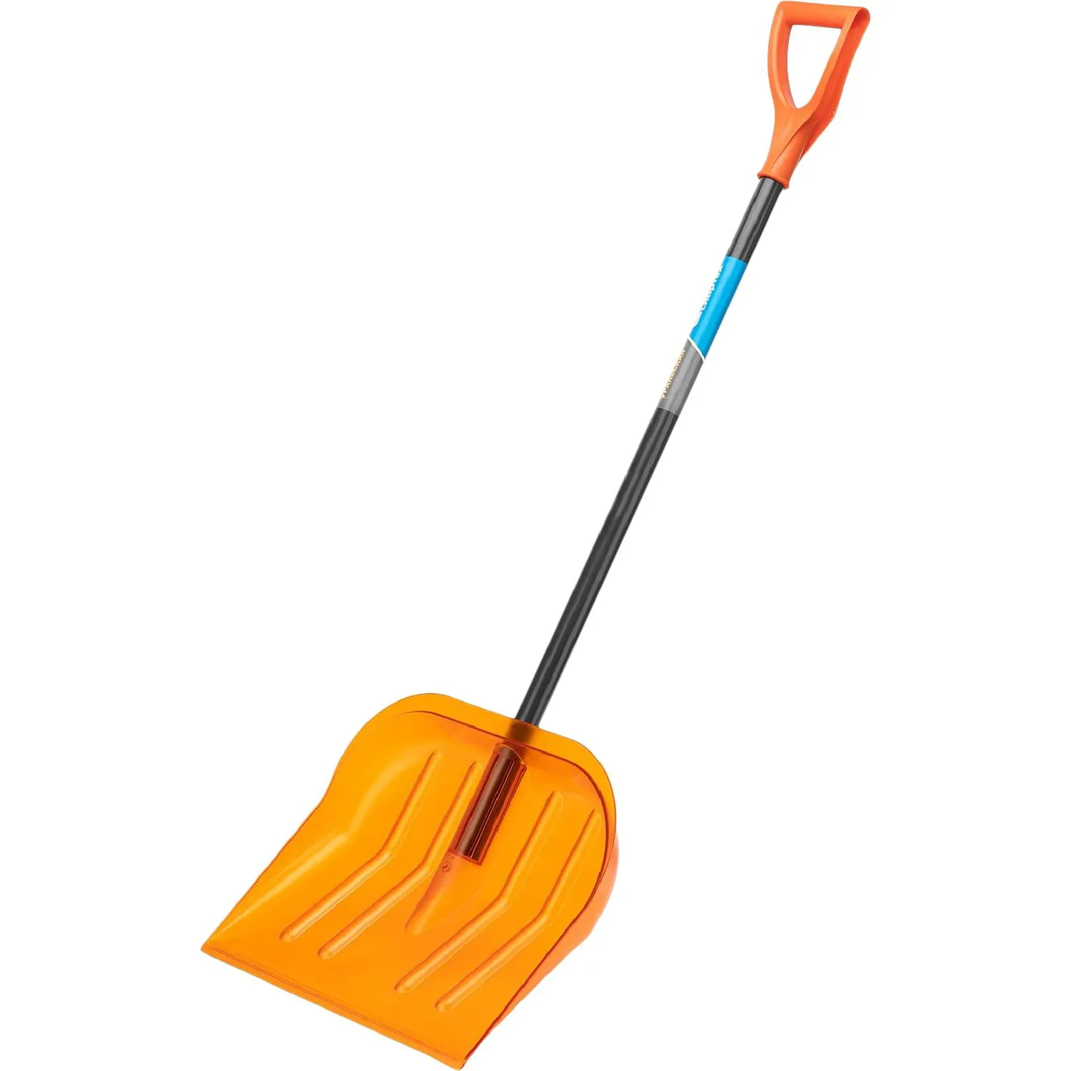 Лопата для уборки снега Сибртех пластик 46.5x41 см с черенком 100 см (с ребрами жесткости, с ручкой на черенке)