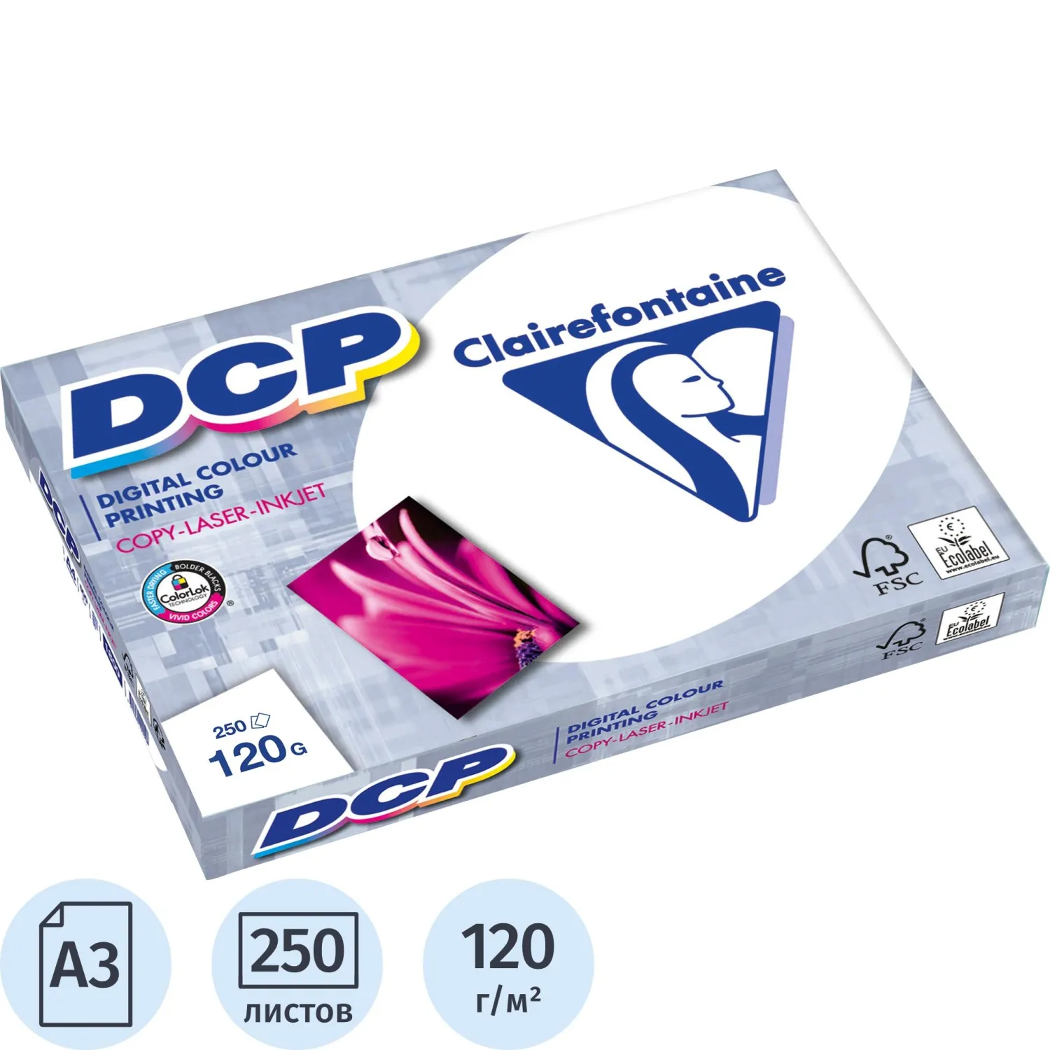 Бумага для цветной лазерной печати DCP (А3, 120 г/кв.м, 250 листов, артикул производителя 1845C)