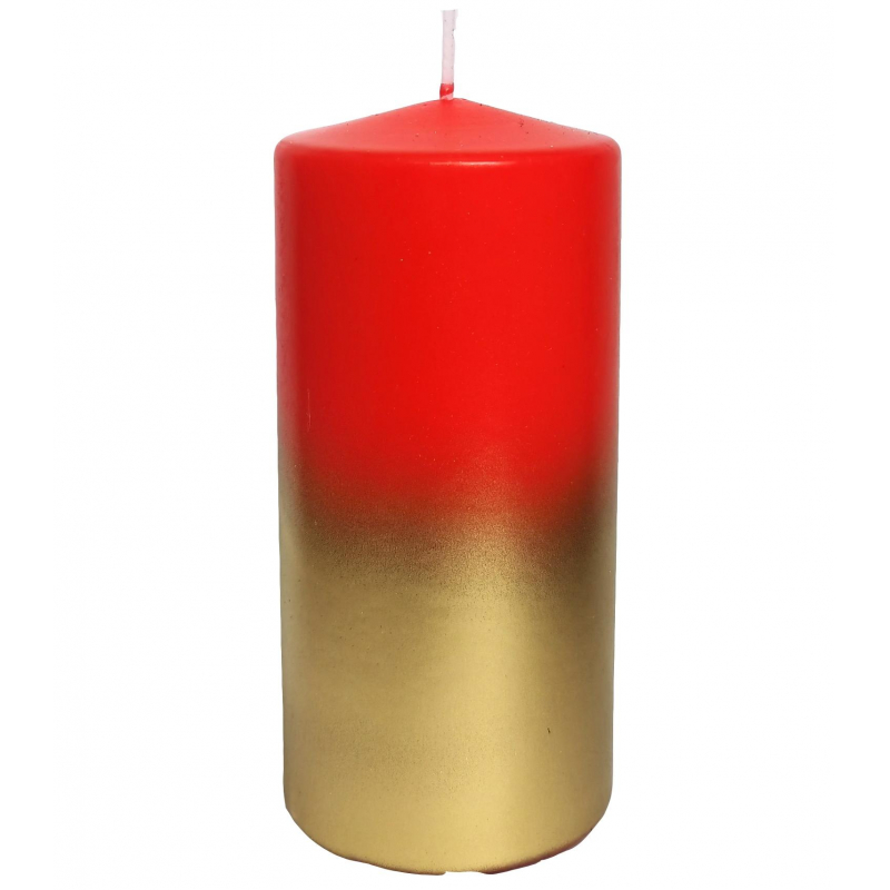 Свеча столбик 56x120 с напылением, красный/золотой,арт.400249