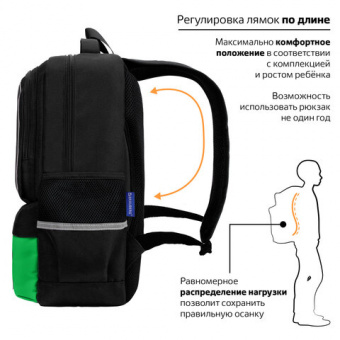 Рюкзак BRAUBERG STAR, 1 отделение, 5 карманов, "Digital tools", черный, 40x29x13 см, 273133