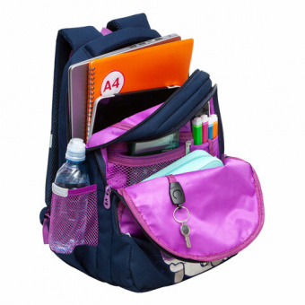 Рюкзак GRIZZLY школьный, анатомическая спинка, 2 отделения, для девочек, "RELAX", 40х27х20 см, RG-460-3/1