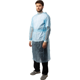 Халат н/с , на завязк, рук.манж, дл.140см, XL, пл 25, голуб, 10 шт/уп