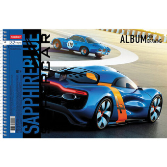 Альбом для рисования А4 32 л., спираль, обложка картон, HATBER, 205х290 мм, "Supercar" (5 в спайке),