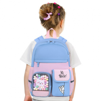 Рюкзак BRAUBERG PASTEL с термонашивками в комплекте, "Friendly bunnies", голубой, 40х29х14 см, 27142