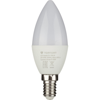 Лампа светодиодная Topfort E14 10W 3000K свеча