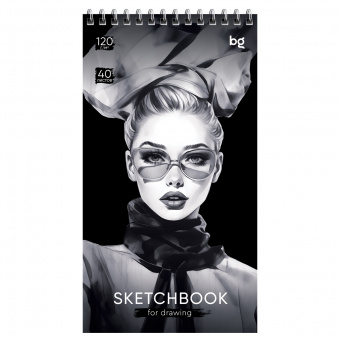 Скетчбук 40л.,105*195мм, BG "Fashion Week", на гребне, 120г/м2