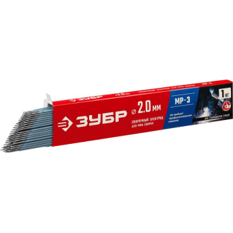 Электроды ЗУБР МР-3 рутил, d2,0х300мм, 1кг, коробка (40011-2.0)