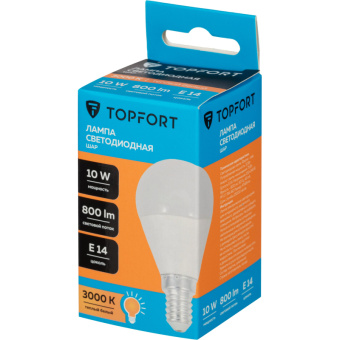 Лампа светодиодная Topfort E14 10W 3000K шар