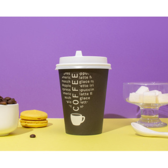 Стакан одноразовый бумажный 300 мл черный 50 штук в упаковке Комус Love Coffee