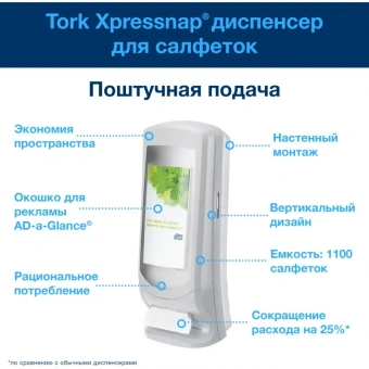 Салфетки бумажные д/дисп Tork Xpressnap N4 200л 20пач/уп 10844