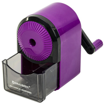 Точилка механическая BRAUBERG ULTRA для чернографитных и цветных карандашей, крепление к столу, цвет корпуса сиреневый с черным, 2