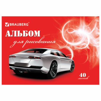 Альбом для рисования, А4, 40 листов, обложка картон, BRAUBERG, 200х283 мм, "Автостиль" (2 вида), 102