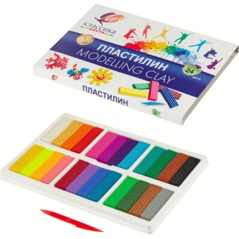 Пластилин классический Луч Классика 24 цвета 480 г со стеком