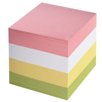 Блок для записей STAFF, проклеенный, куб 8х8 см, 800 листов, цветной, чередование с белым, 120383