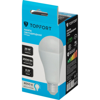 Лампа светодиодная Topfort E27 25W 4000K груша