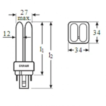 Лампа люминесцентная КЛЛ неинтегрирован. OSRAM CFL DULUX D/E 26W/840 G24Q-3