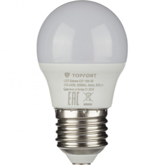 Лампа светодиодная Topfort E27 10W 3000K шар