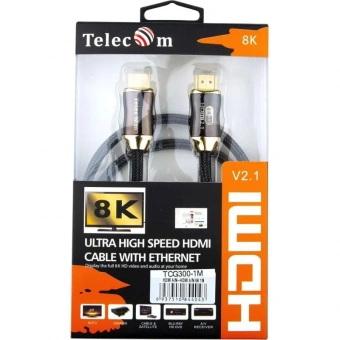 Кабель HDMI 19M/M,ver. 2.1, 8K@60 Hz 1m  Telecom <TCG300-1M