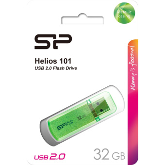 Флеш-память Silicon Power Helios 101 32GB USB 2.0, зеленый, алюминий