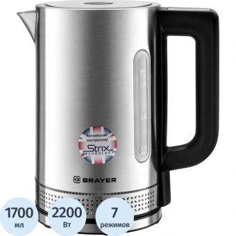 Чайник электрический BRAYER BR1060,2,2кВт,1,7л,STRIX,металл,подсвет