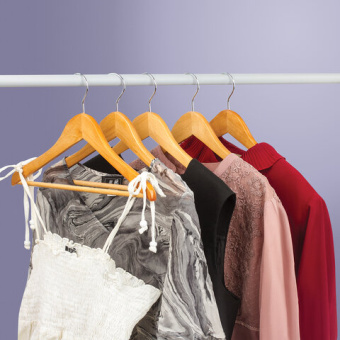 Вешалки-плечики, размер 48-50, КОМПЛЕКТ 5шт, деревянная, перекладина, цвет сосна, BRABIX "Стандарт"