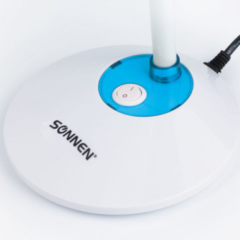 Светильник настольный SONNEN OU-607, на подставке, цоколь Е27, белый/синий, 236681