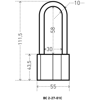 Замок навесной УЗК Аллюр ВС2-27-01С (55xd=10x58)алюм антич/сереб(дл.д/3кл)